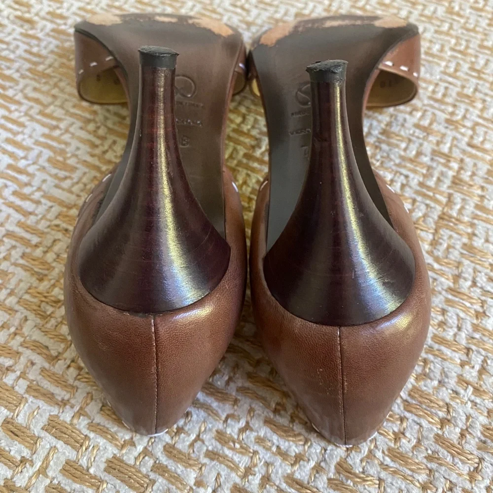 Vintage St. John Brown Open Toe Heels with Contrast Stitching 7.5 - Picture 7 of 7